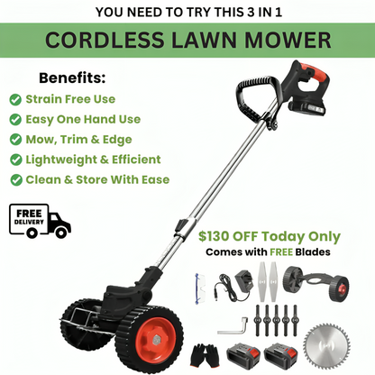 3-in-1 Cordless Electric Lawn Mower - 50% OFF Today Only