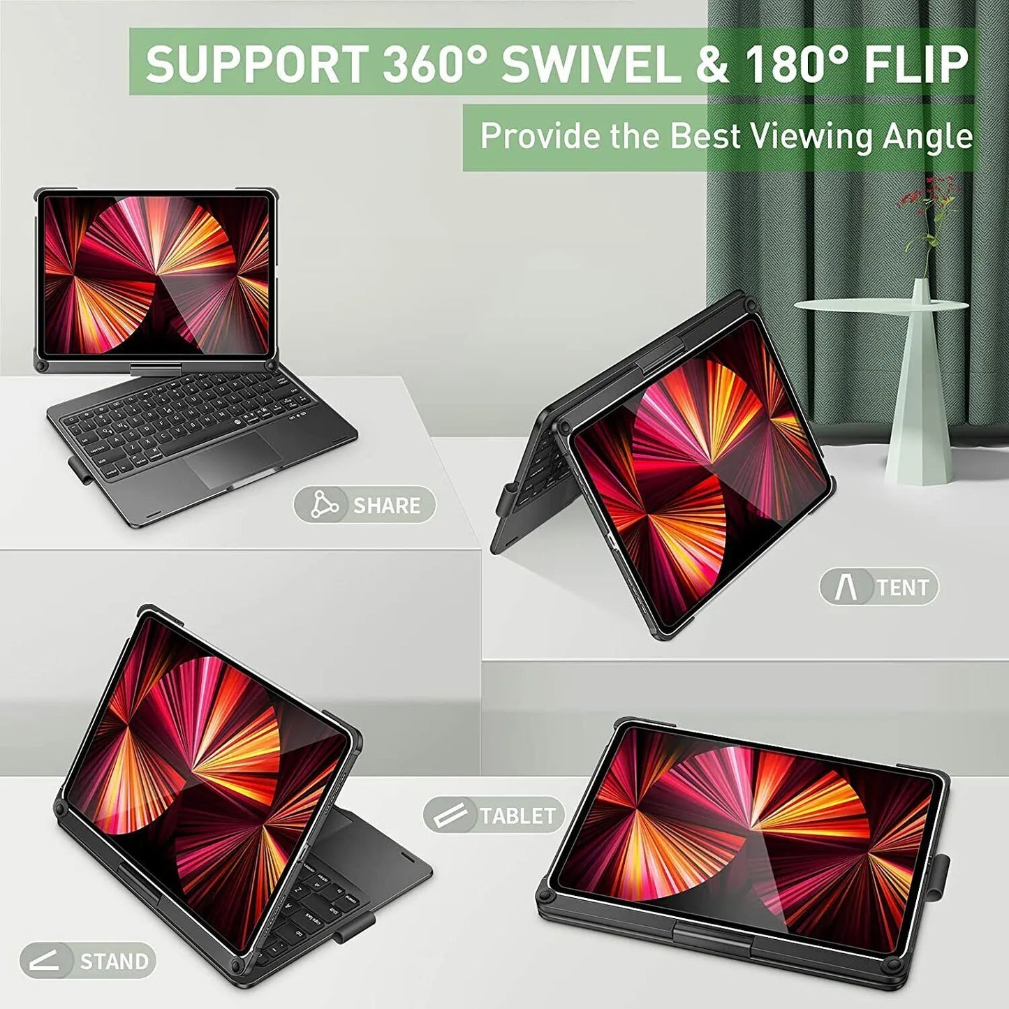 Wireless Rotating Touchpad Keyboard Smart Case for iPad - 50% OFF Today Only