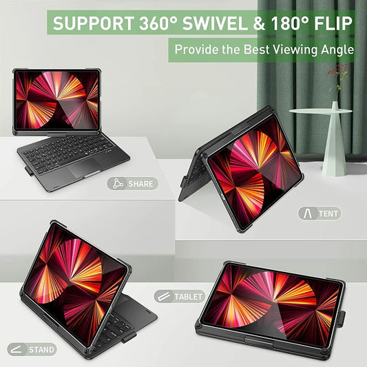 Wireless Rotating Touchpad Keyboard Smart Case for iPad - 50% OFF Today Only