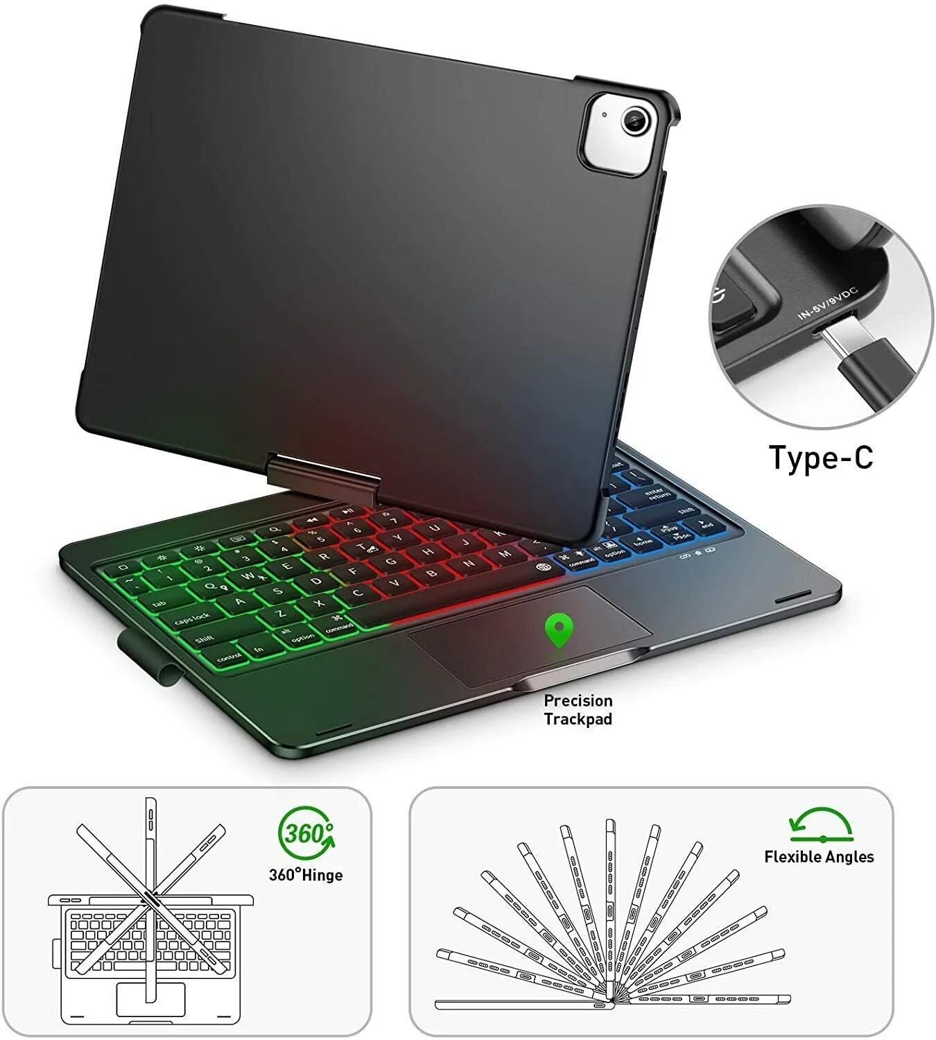 Wireless Rotating Touchpad Keyboard Smart Case for iPad - 50% OFF Today Only